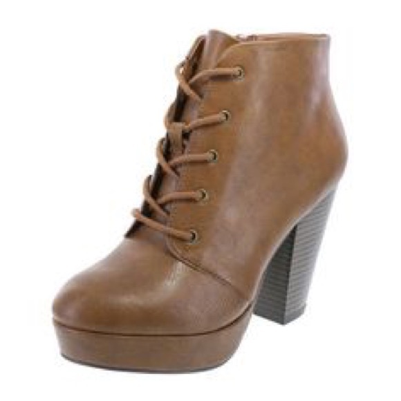 Candie’s Cognac Lace Up Platform Ankle Booties 8 - Picture 4 of 7